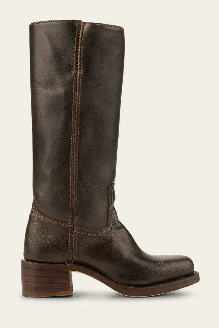 Modern women's mid-calf boots, featuring a trendy block heel and a sleek closed toe.