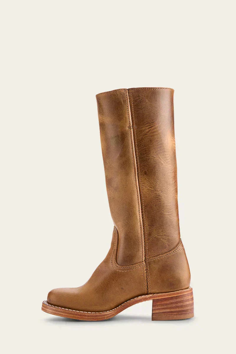 Women's elegant mid-calf boots, a chic closed-toe design with a comfortable block heel.