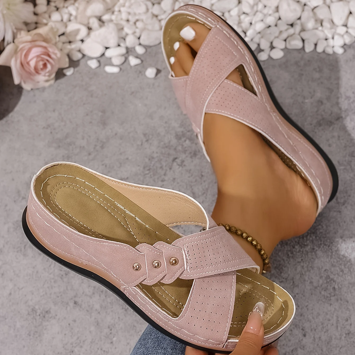 Comfortable women's orthopaedic wedge sandals, stable sole, stylish for walking, all-day wear.