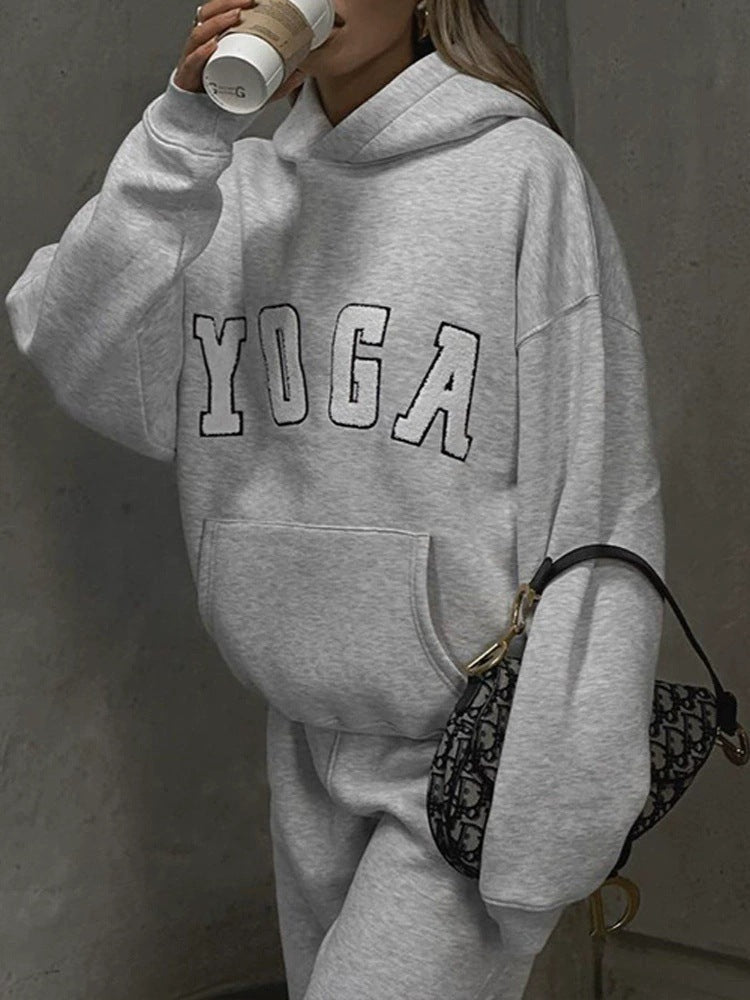 Soft women's printed hoodie, a comfy lounge wear top with a unique pattern for stylish activewear.