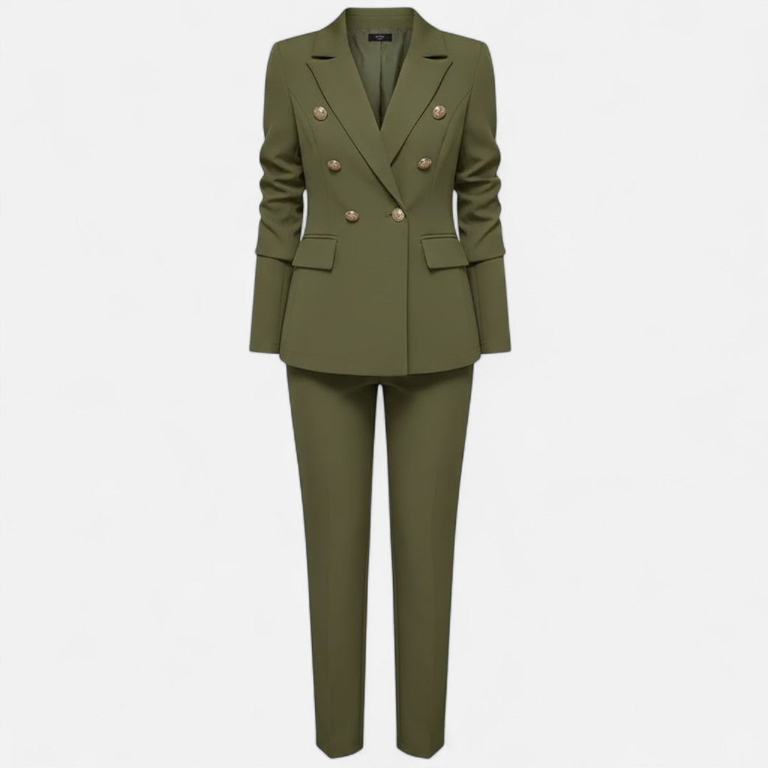 Women's tailored two-piece suit set for professional elegance & business attire.