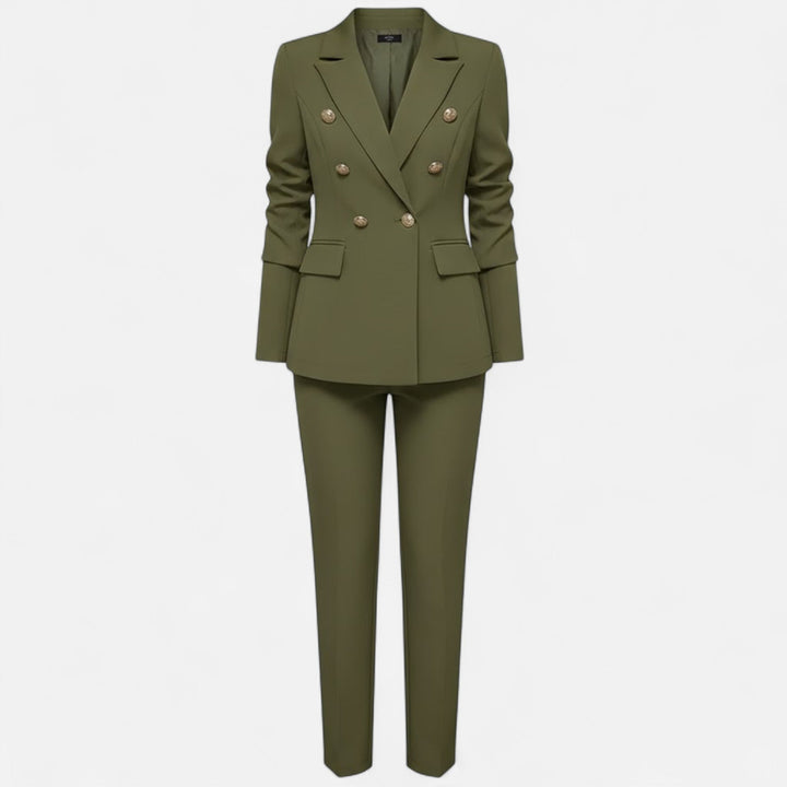 Women's tailored two-piece suit set for professional elegance & business attire.