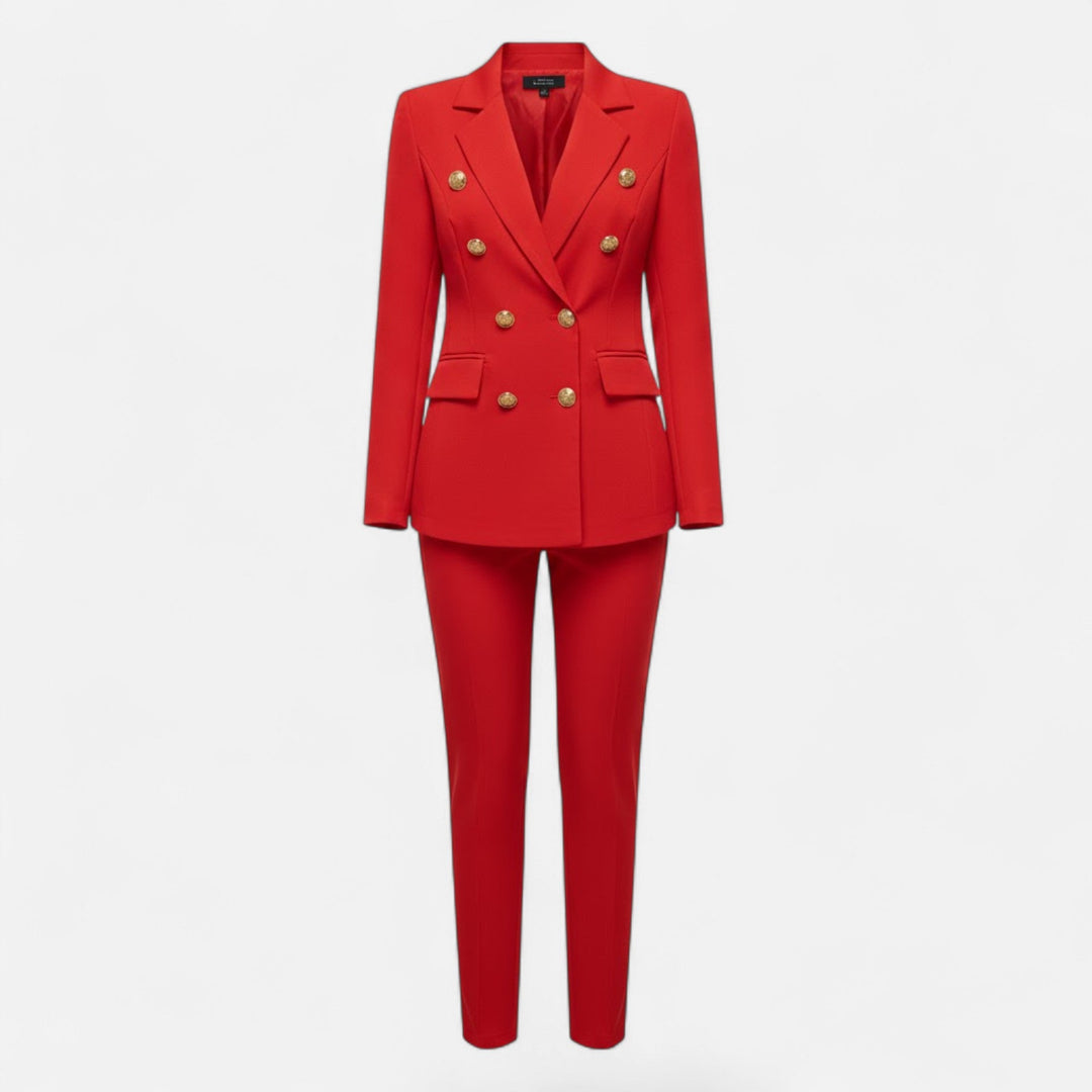 Empowering women's tailored two-piece suit set, designed for professional elegance & business success.