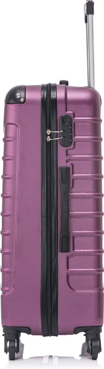 Vibrant purple hard-shell luggage set for women, 2 pieces, with removable spinner wheels for convenience.