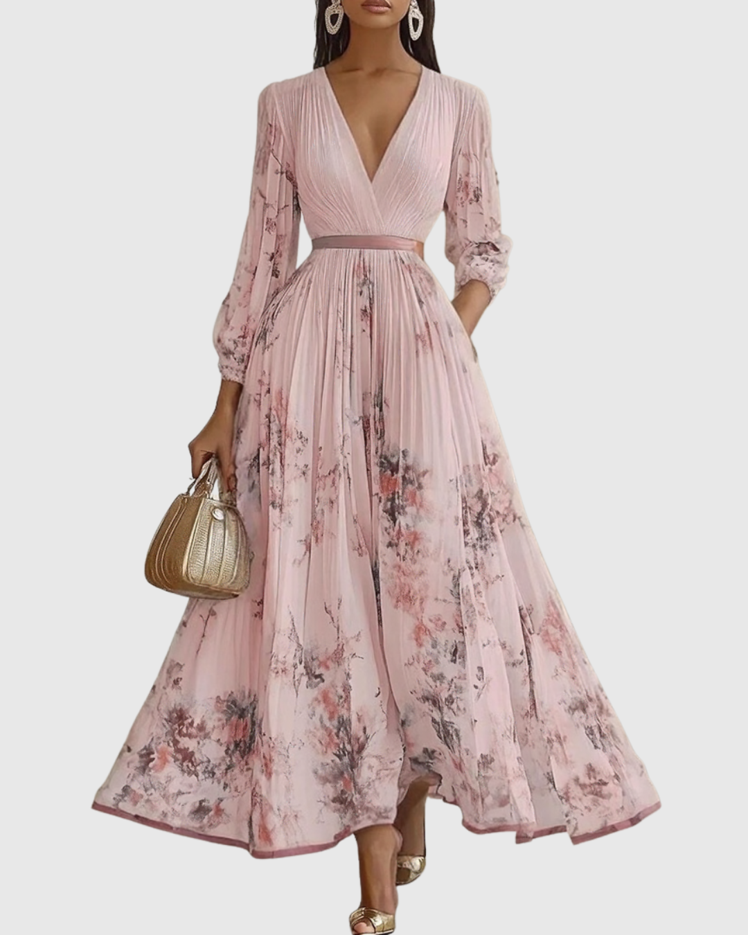 Soft & flowing women's V-Neck A-Line midi dress, ultimate comfort for summer fashion.