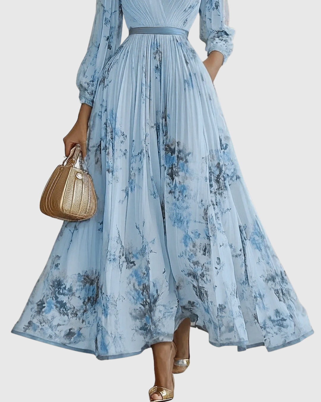 Comfortable & stylish women's V-Neck A-Line midi dress, an effortless fashion statement.