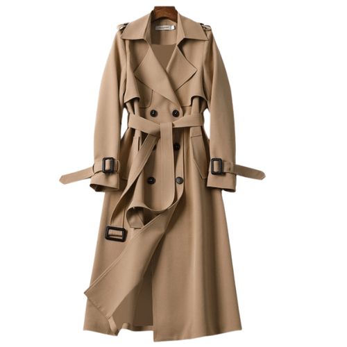 Women's vintage trendy long trench coat for timeless style & modern appeal. Perfect fall/spring outerwear.