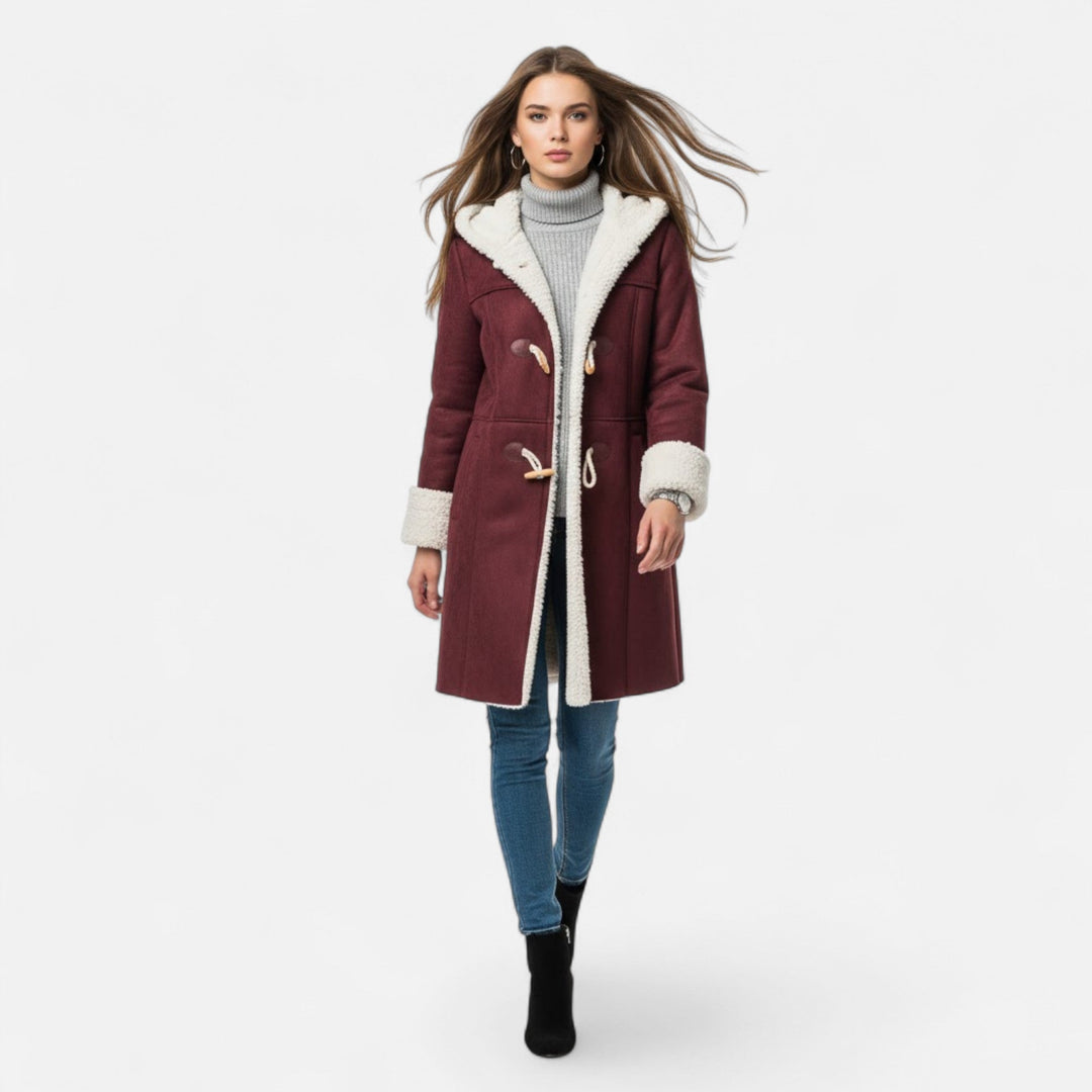Everyday wear: Women's warm hooded winter coat. Button-front, comfy, and stylish for cold days.