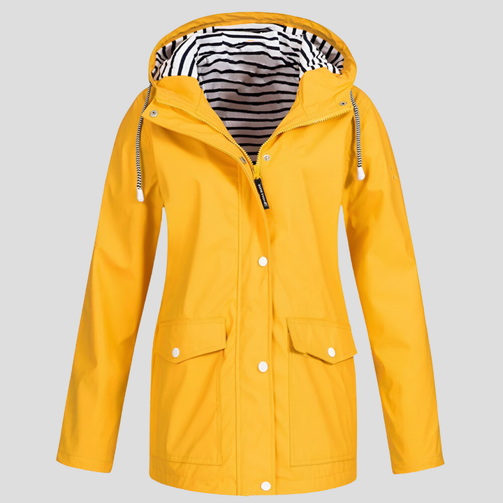 Women's water-resistant hooded outdoor jacket, lightweight and perfect for spring travel.