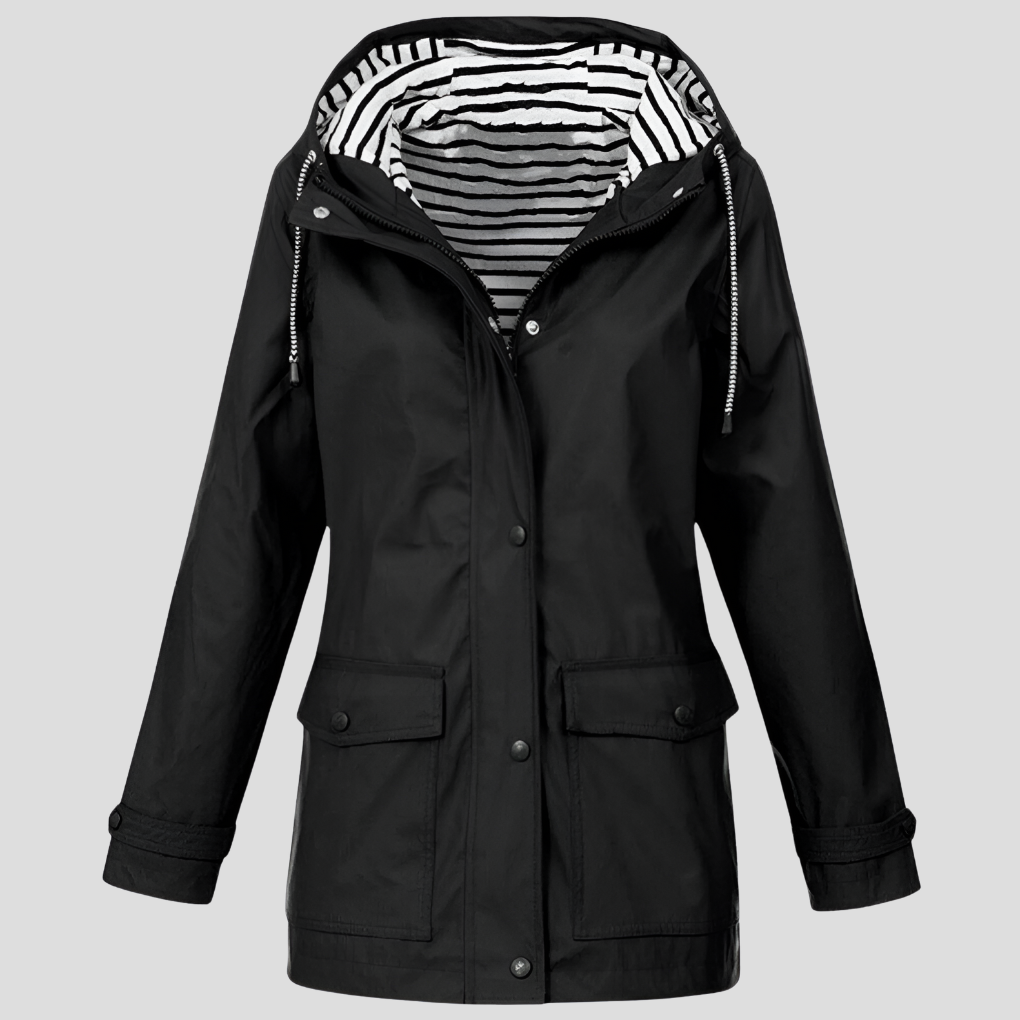 Lightweight women's windbreaker jacket with hood, ideal for outdoor activities and spring adventures.