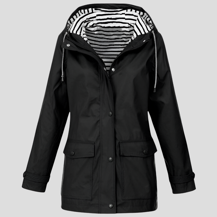 Lightweight women's windbreaker jacket with hood, ideal for outdoor activities and spring adventures.