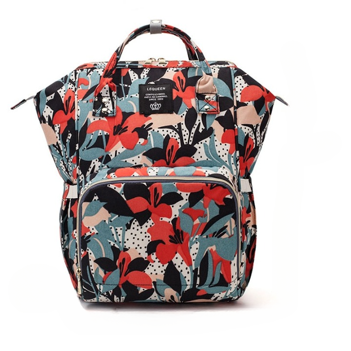 Organized waterproof travel diaper backpack, large capacity mom bag with many pockets for baby essentials.