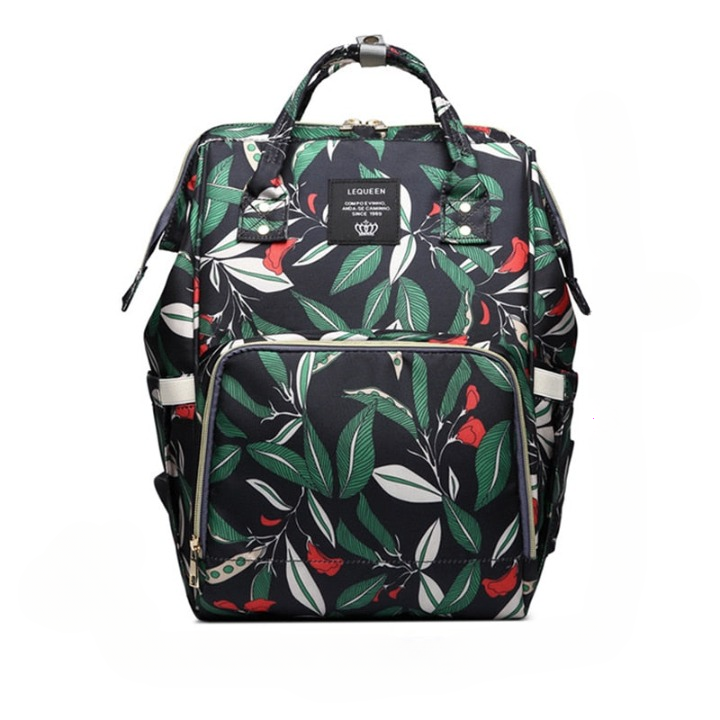 Large capacity waterproof diaper bag backpack, multi-pocket organizational bag for baby essentials.