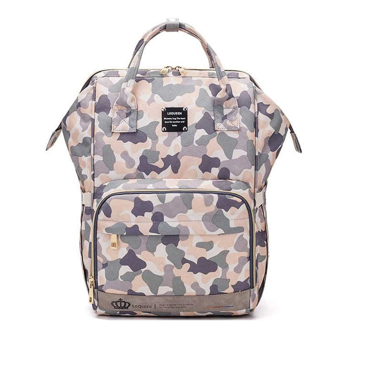 Stylish mom bag: waterproof diaper backpack, large capacity travel nappy bag for all baby gear.
