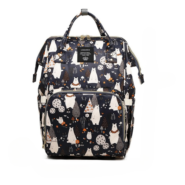 Versatile waterproof travel diaper bag, spacious baby backpack with multiple pockets for parenting gear.