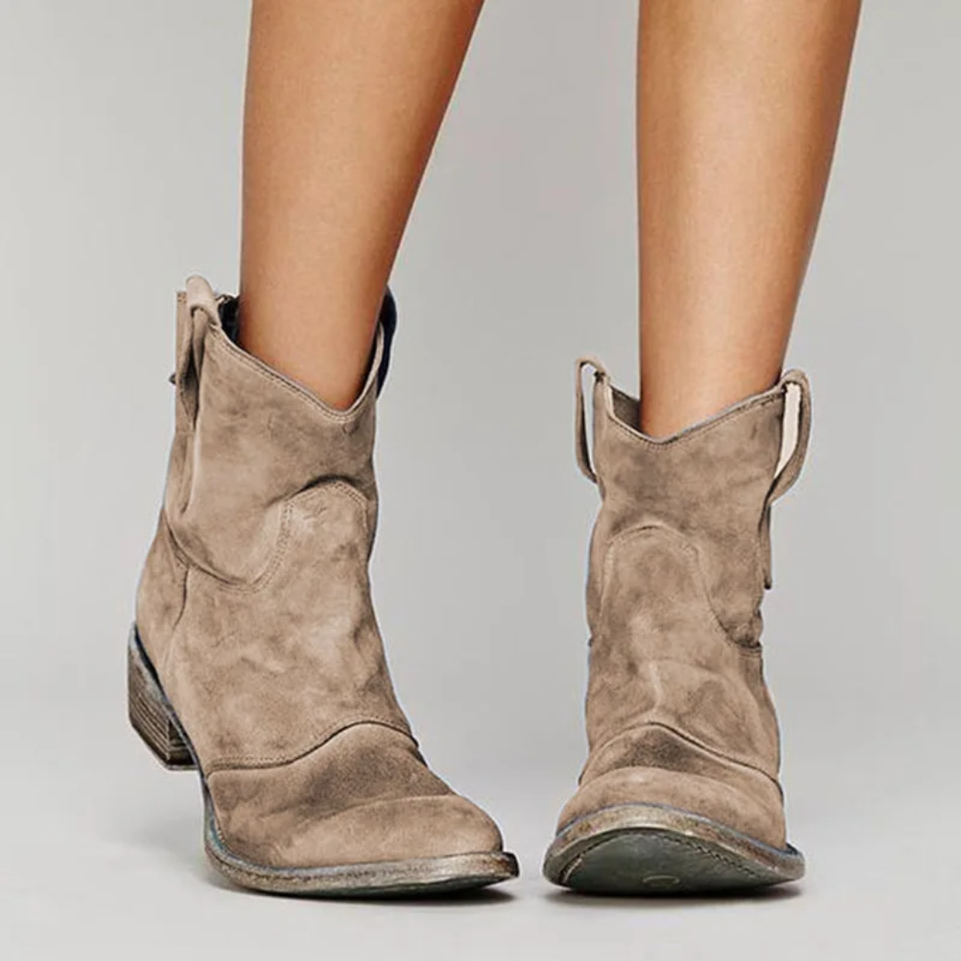 Women's Western Ankle Boots with stylish pull tabs, perfect for fall fashion.