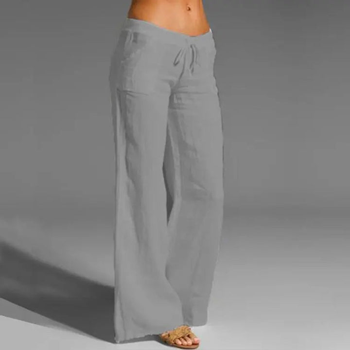 Breathable women's linen blend loose casual trousers, perfect for summer comfort, travel, and beach days.