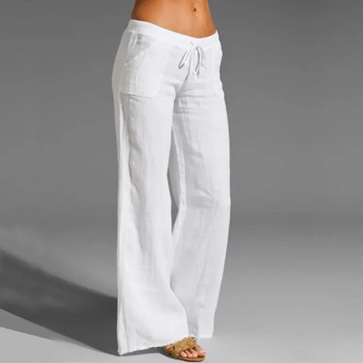 Everyday women's linen blend loose summer pants, offering breathable comfort for warm weather and relaxed style.