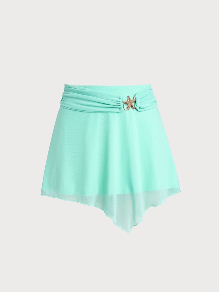 Beachwear off-white flowy skirt for women, decorated with eye-catching stars, cover-up.