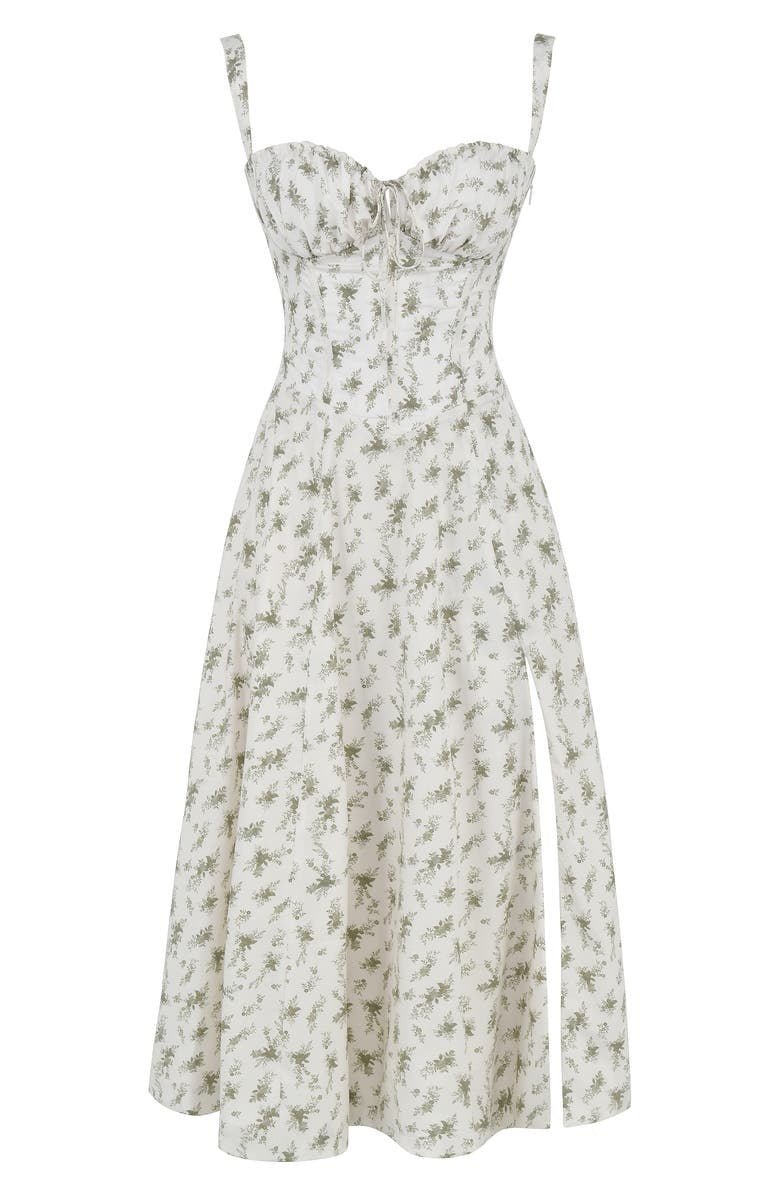 Women's Arabella waist dress with sweetheart neckline, light summer fabric, adjustable fit for elegant silhouette styling.