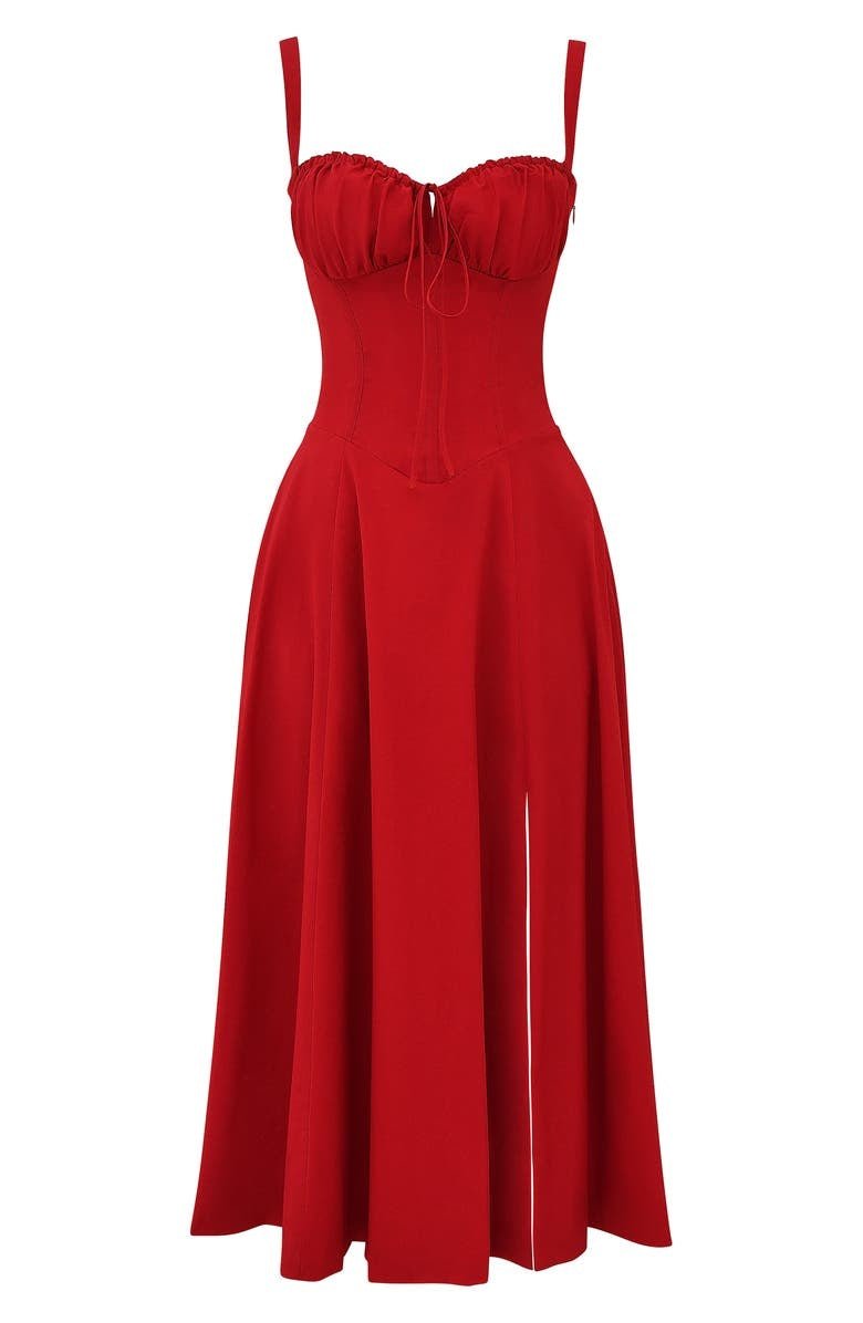 Women's Arabella waist dress with sweetheart neckline, light summer fabric, adjustable fit for elegant silhouette styling.