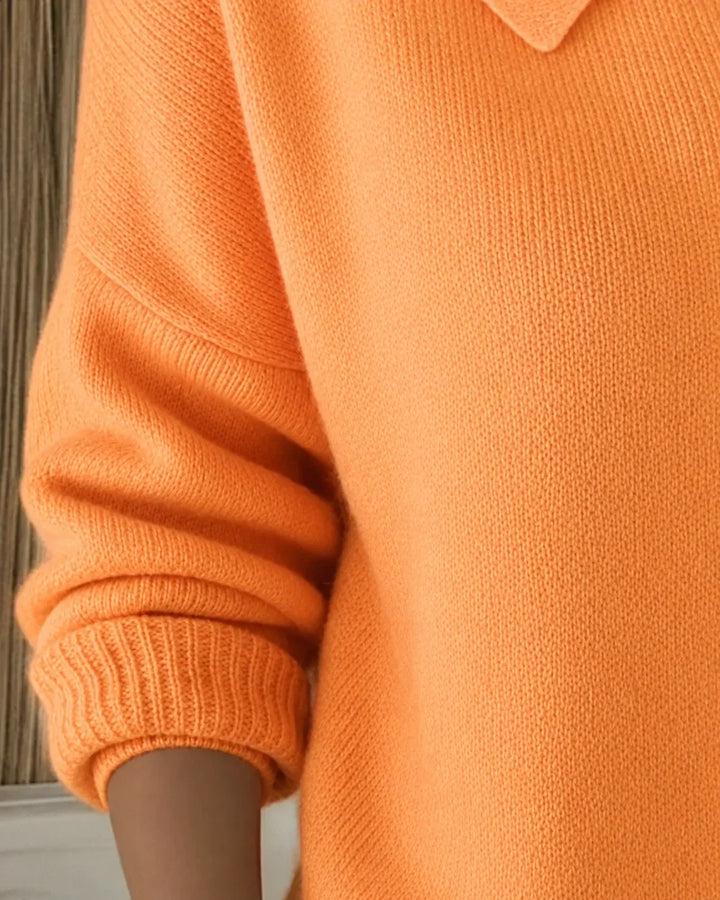 Women's long sleeve collared button-front knit cardigan sweater in a soft, cozy knit fabric.