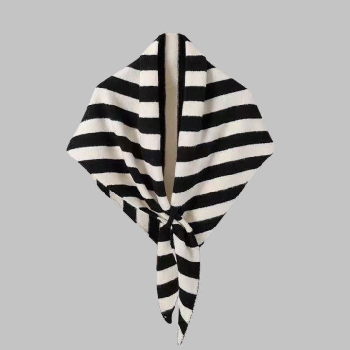 Elegant women's striped triangle wrap, perfect for stylish layering & warmth.