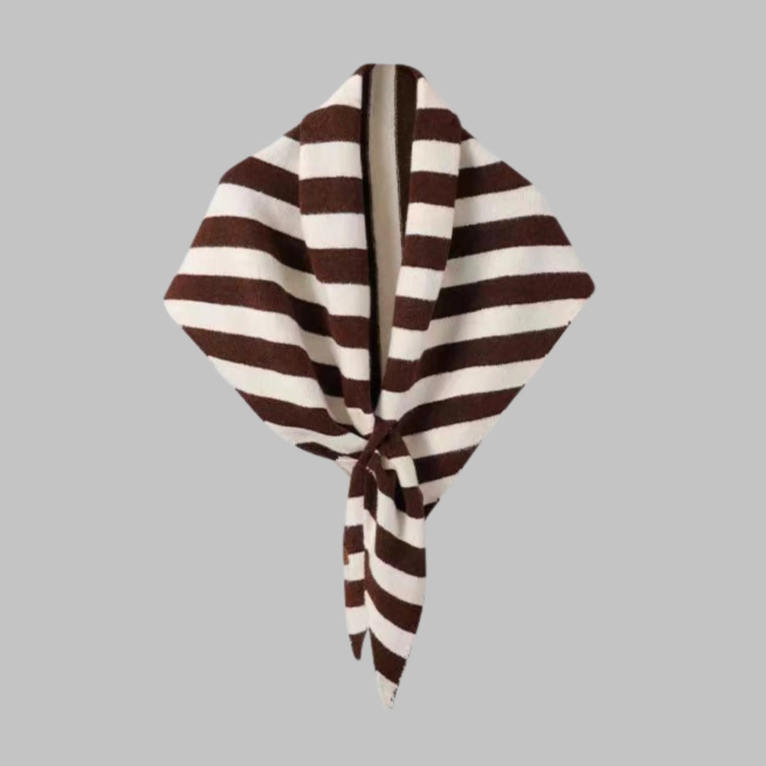 Versatile women's striped triangle scarf, ideal accessory for elegant layering.