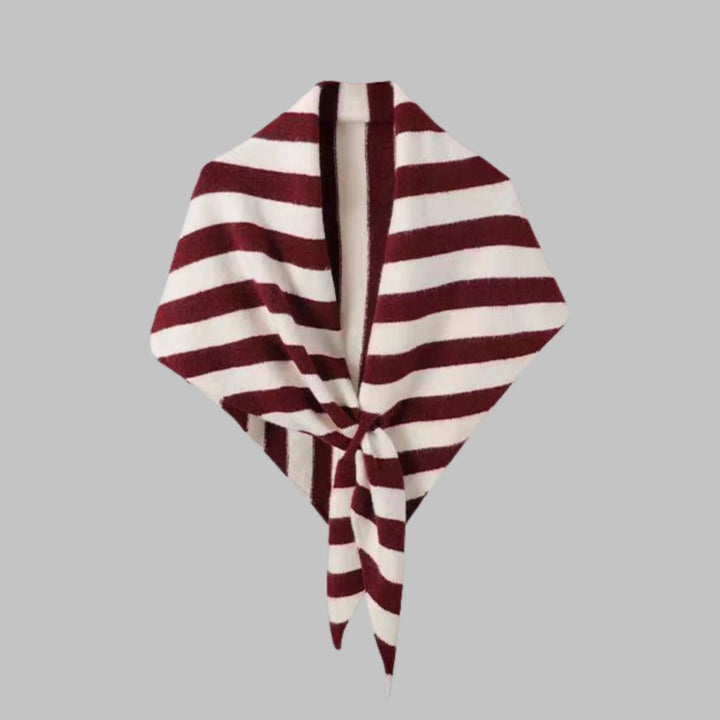 Women's bold horizontal striped triangle shawl, a versatile fashion accessory.