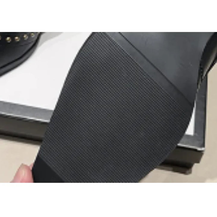 Women's mid-calf studded boots, western trend, sharp pointed toe, fashionable heel.