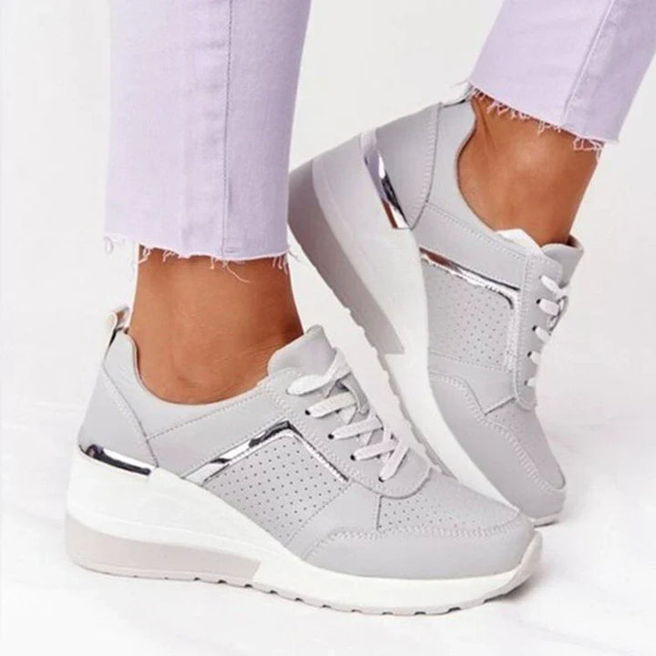 Women's comfort sneakers with breathable mesh, lightweight sole, and versatile design in beige, grey, khaki, pink, or white.