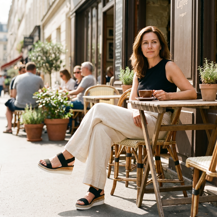Stylish walking sandals for women, orthopaedic arch support & comfortable wedge design.