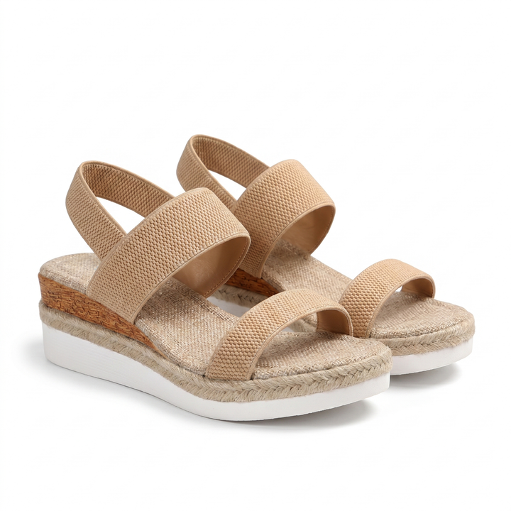 Women's orthopaedic wedge sandals with arch support for comfortable summer walking.