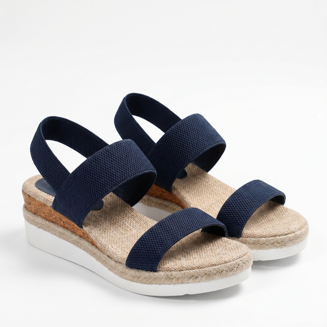 Casual women's wedge sandals with elastic strap, excellent arch and foot support for summer.