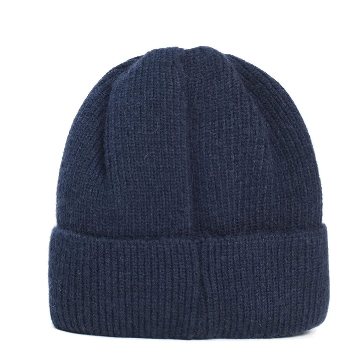 Warm fold-over beanie for women, featuring elegant rhinestone accents, perfect for cozy headwear.