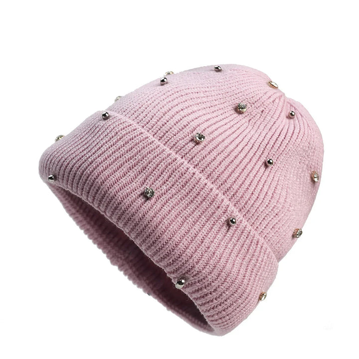Deluxe women's fashion beanie, a warm winter accessory featuring sparkling embellishments and a snug fit.