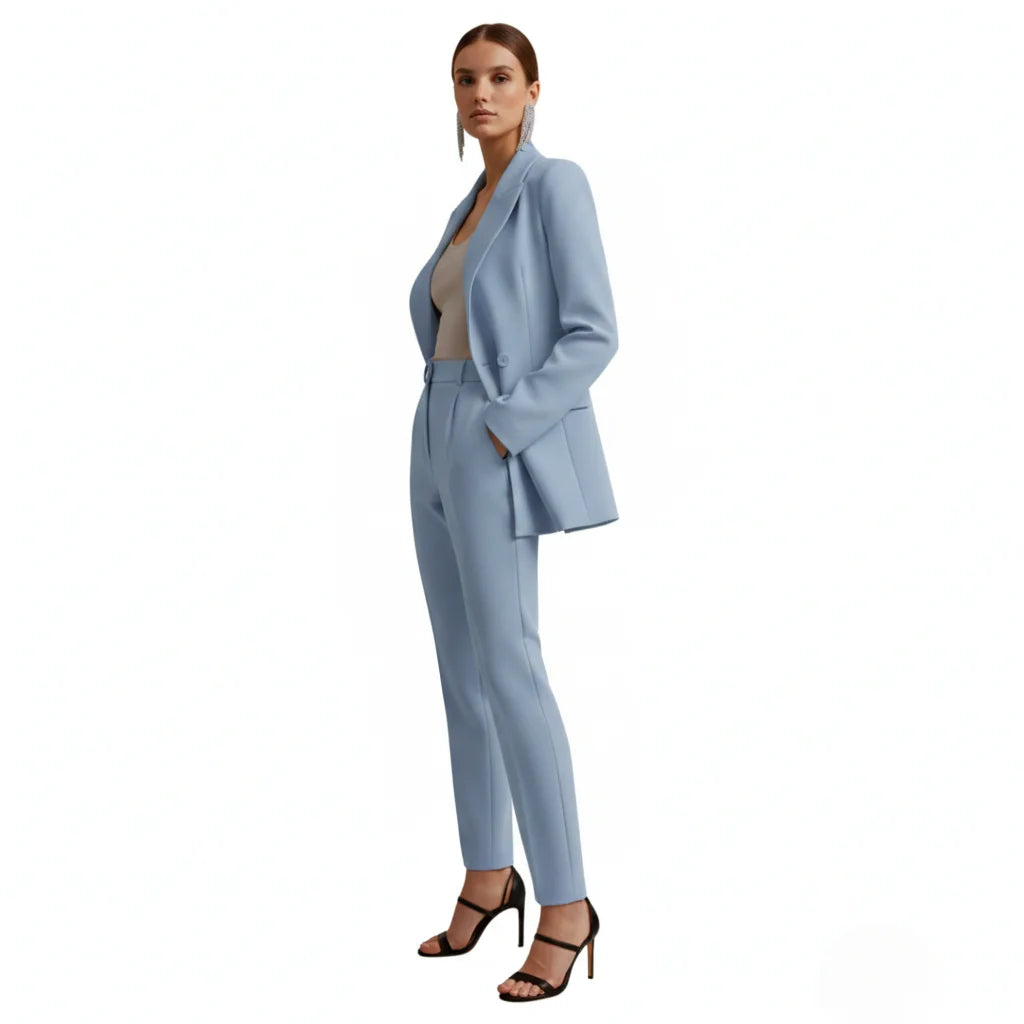 Stylish women's double-breasted suit set, perfect for office and formal events.