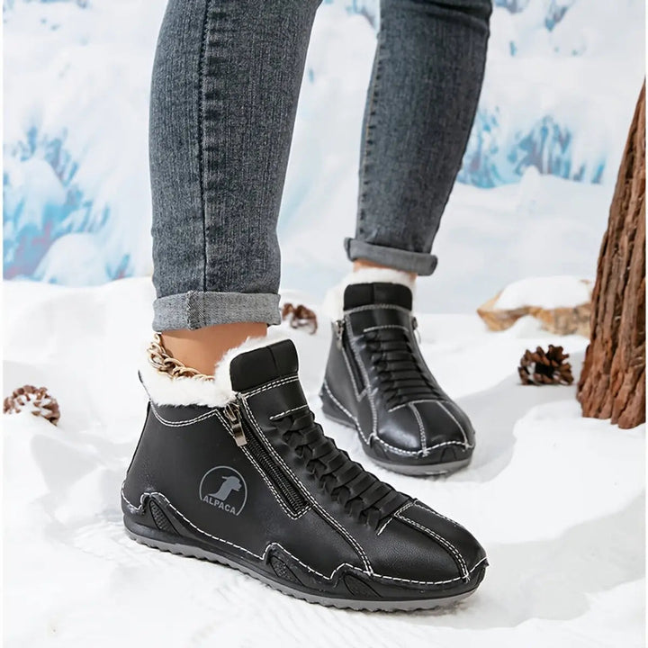 Plush faux-fur women's ankle boots, warm, cozy, and perfect for cold weather everyday wear.