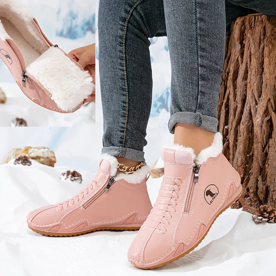 Everyday women's ankle boots, warm, cozy, and snow friendly with convenient zip-up closure.