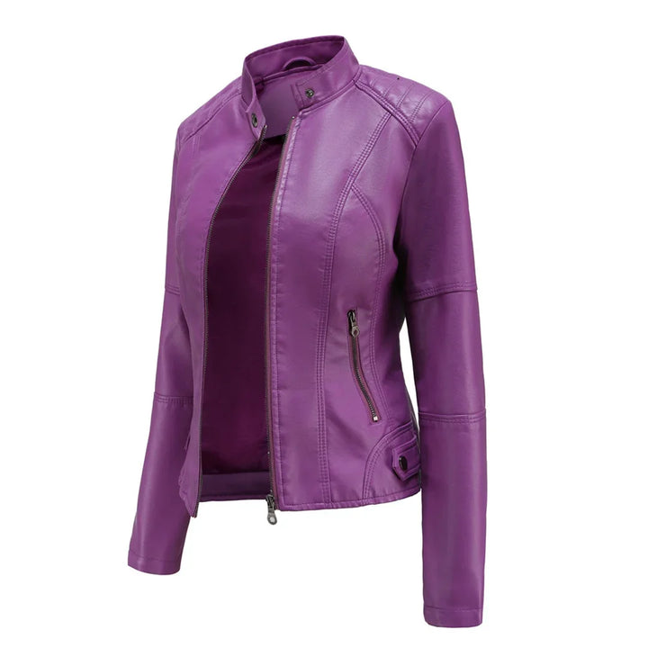 Sophisticated women's jacket, great for transitional weather. Features a stand collar & handy zip pockets.