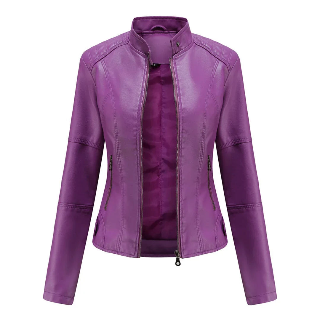 Women's stylish jacket, ideal for layering. Boasts a stand collar & useful zip pockets for essentials.