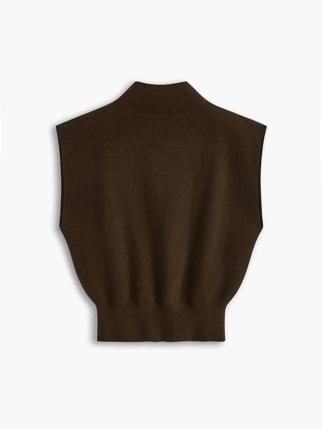 Women's elegant cap sleeve knit top, mock neck, padded shoulders for a refined and structured look.
