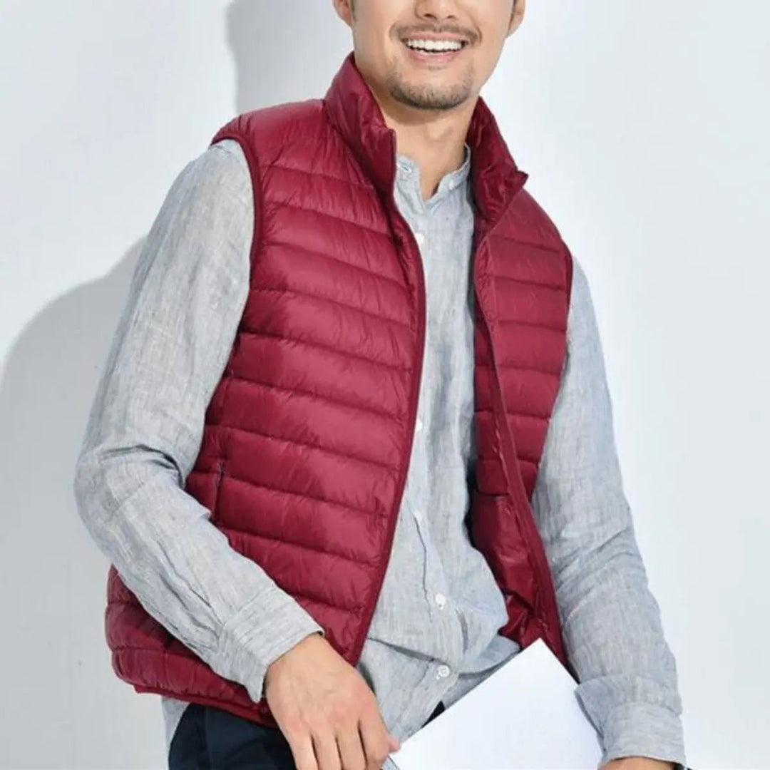 Women's lightweight quilted puffer vest, zip-up, ideal for layering and transitional casual wear.