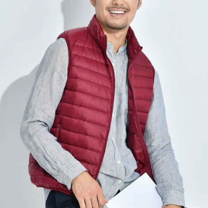 Women's lightweight quilted puffer vest, zip-up, ideal for layering and transitional casual wear.