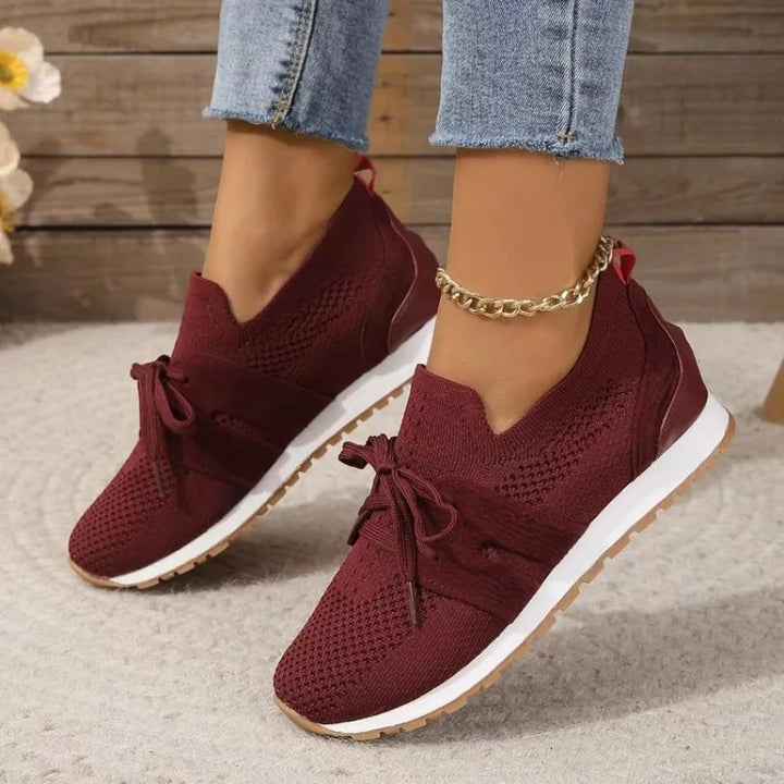 "Women's lightweight walking sneakers with breathable mesh upper, soft cushioning, and supportive natural flex sole"