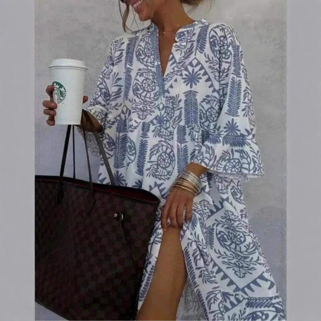 Short tiered floral print mini dress for women, a loose fit casual summer tunic style.