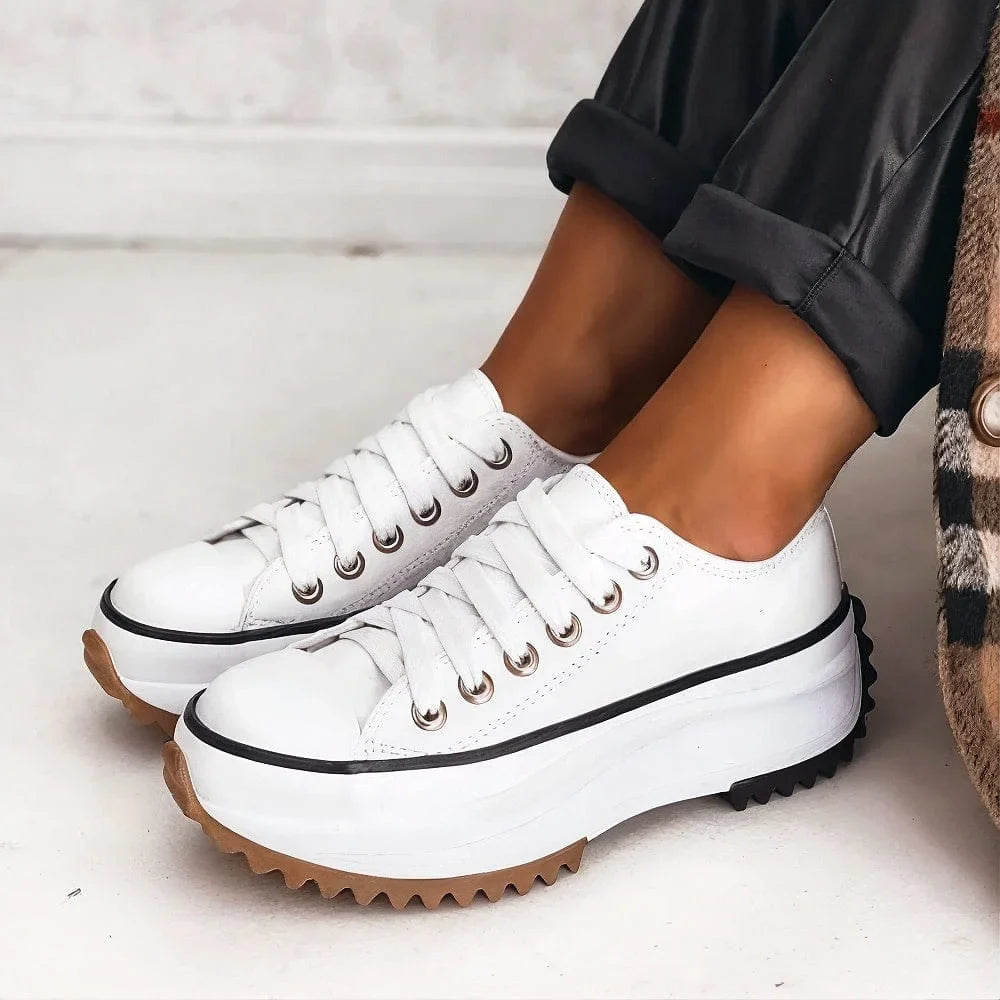 Casual women's chic sneakers, low-top platform design. Chunky sole for added height & all-day comfort.