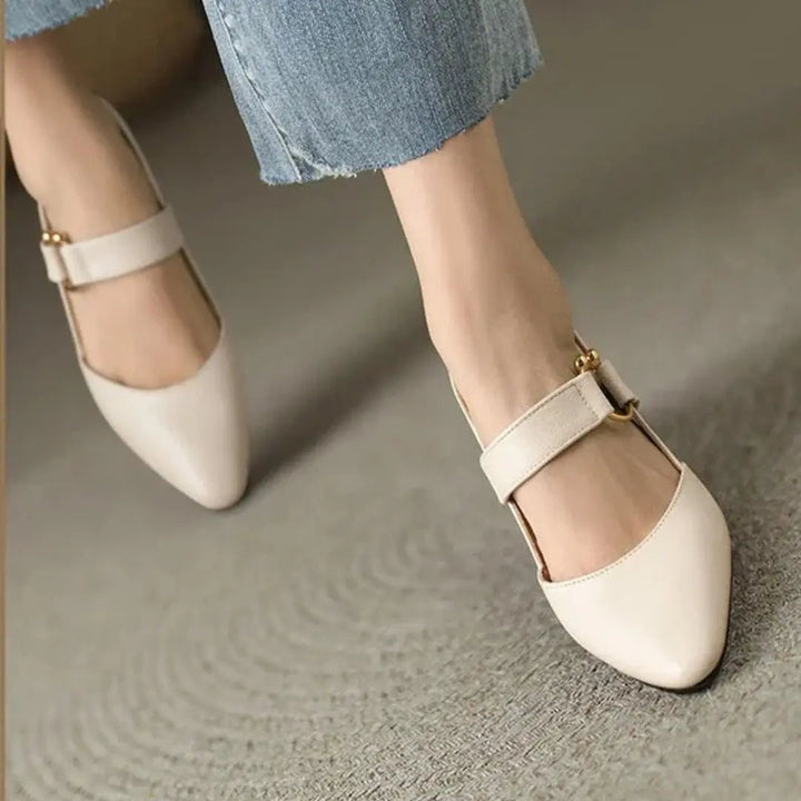 Orthopedic comfort Mary Jane block heels for women, stylish T-bar strap for all-day support.