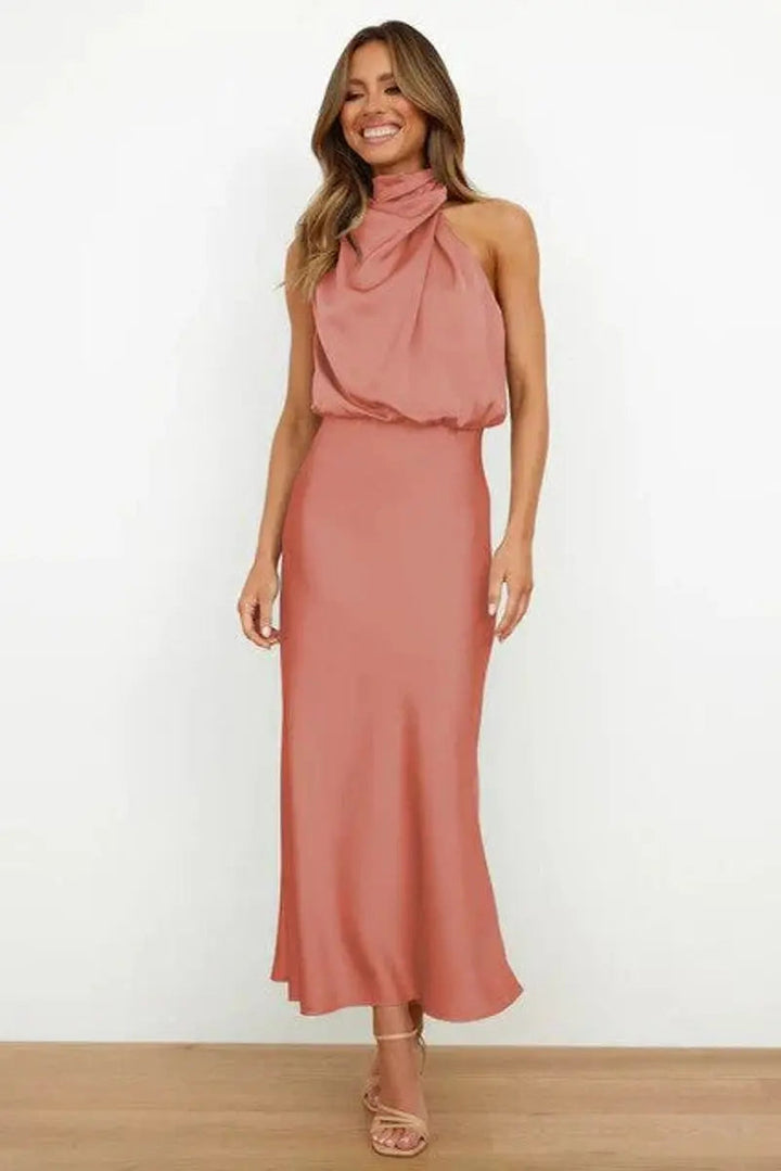 Flattering off-shoulder midi dress for women, sophisticated design for formal occasions.