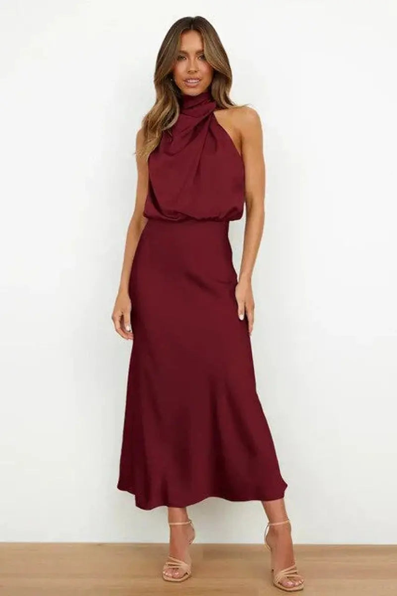 Versatile elegant off-shoulder midi dress for women, ideal for various special occasions.